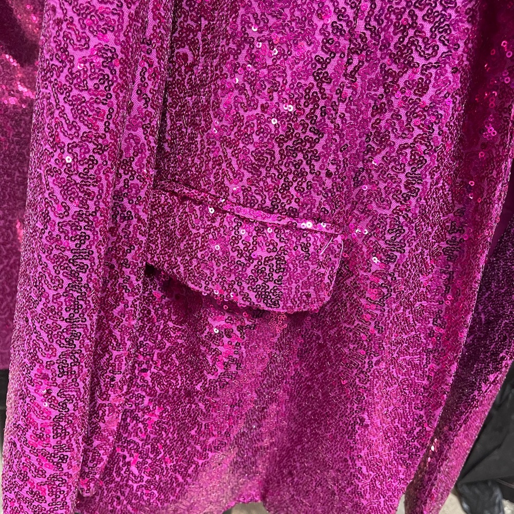 Fuchsia Sequin Blazer Jacket - Women's Sparkle Blazer - Picture 3 of 8
